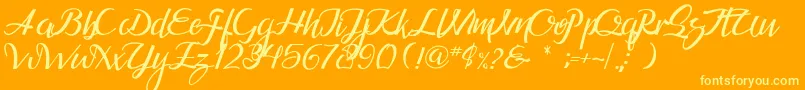 Guarddillatypefacedemo-Schriftart – Gelbe Schriften auf orangefarbenem Hintergrund