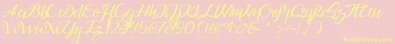 Guarddillatypefacedemo-Schriftart – Gelbe Schriften auf rosa Hintergrund