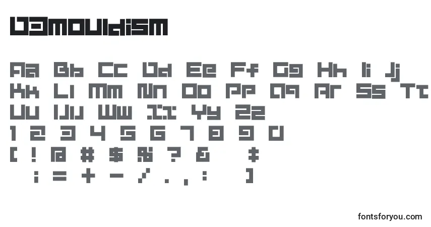 A fonte D3mouldism – alfabeto, números, caracteres especiais