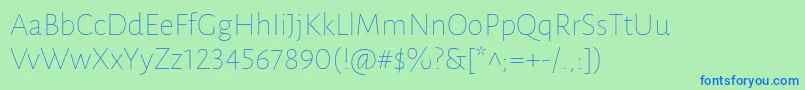 LunasansThin-Schriftart – Blaue Schriften auf grünem Hintergrund