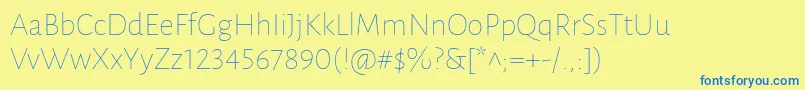 フォントLunasansThin – 青い文字が黄色の背景にあります。