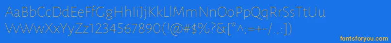 LunasansThin-Schriftart – Orangefarbene Schriften auf blauem Hintergrund