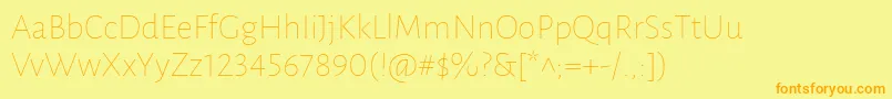 Fonte LunasansThin – fontes laranjas em um fundo amarelo