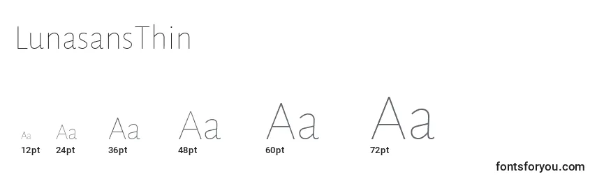 LunasansThin Font Sizes