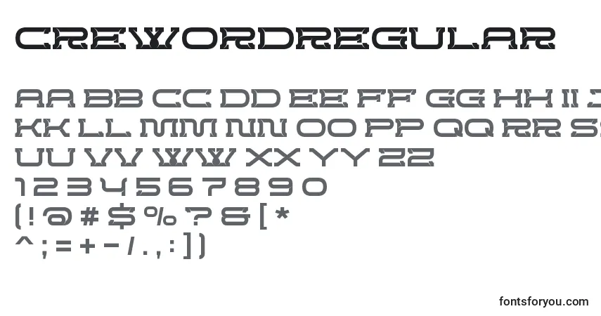 Schriftart CrewordRegular – Alphabet, Zahlen, spezielle Symbole