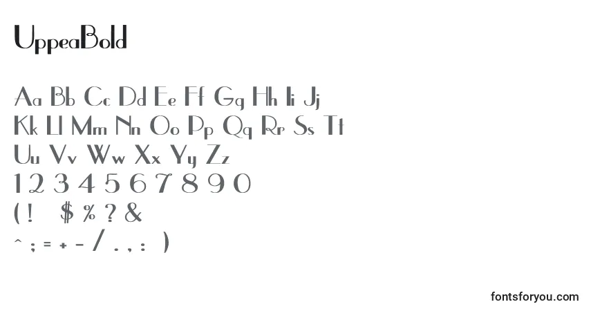 Schriftart UppeaBold – Alphabet, Zahlen, spezielle Symbole