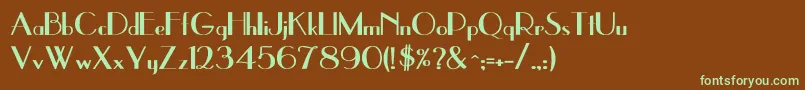 フォントUppeaBold – 緑色の文字が茶色の背景にあります。