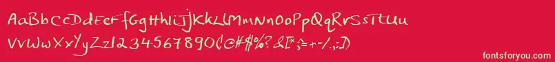 フォントJphst – 赤い背景に緑の文字