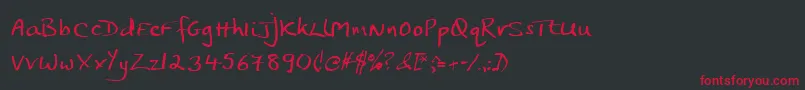 フォントJphst – 黒い背景に赤い文字