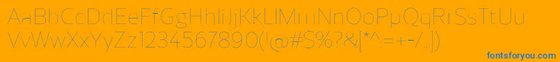 ReganUltralight-Schriftart – Blaue Schriften auf orangefarbenem Hintergrund