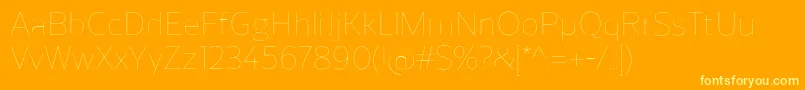 ReganUltralight-Schriftart – Gelbe Schriften auf orangefarbenem Hintergrund