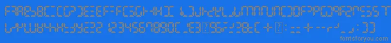 DigitalDismay-fontti – harmaat kirjasimet sinisellä taustalla