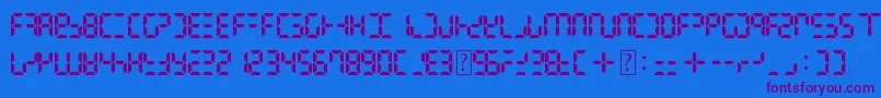 Czcionka DigitalDismay – fioletowe czcionki na niebieskim tle