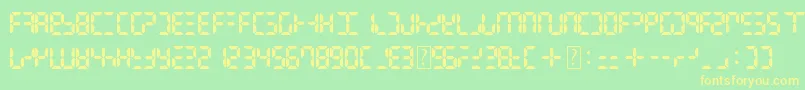 DigitalDismay-fontti – keltaiset fontit vihreällä taustalla
