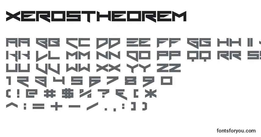 A fonte XerosTheorem – alfabeto, números, caracteres especiais