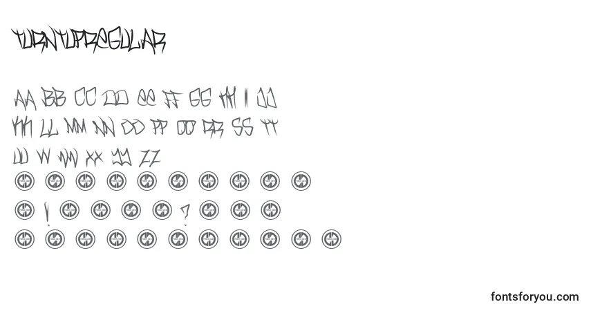 Schriftart TurntupRegular – Alphabet, Zahlen, spezielle Symbole