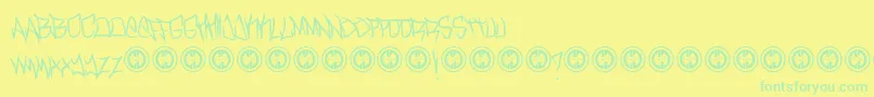 TurntupRegular Font – Green Fonts on Yellow Background