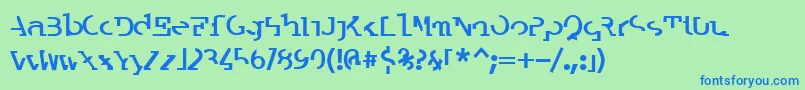 フォントLabratb – 青い文字は緑の背景です。