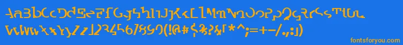 フォントLabratb – オレンジ色の文字が青い背景にあります。