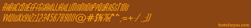 フォントAHuxleycapsBolditalic – オレンジ色の文字が茶色の背景にあります。