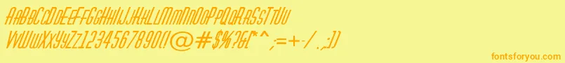 フォントAHuxleycapsBolditalic – オレンジの文字が黄色の背景にあります。