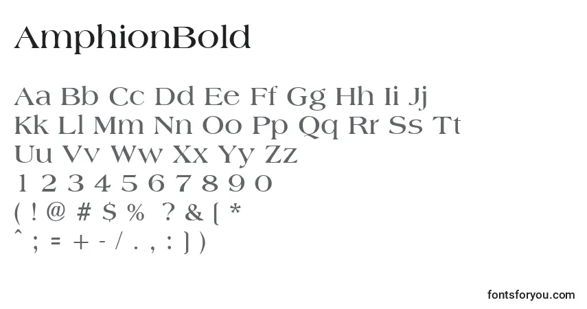 A fonte AmphionBold – alfabeto, números, caracteres especiais