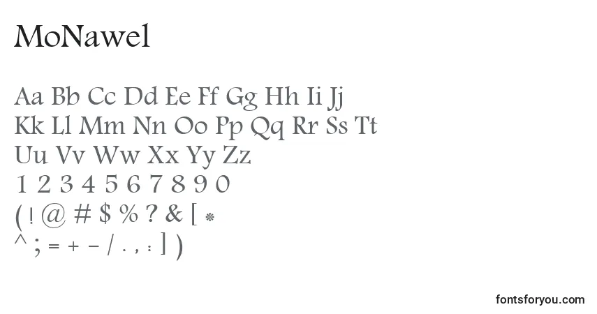 Schriftart MoNawel – Alphabet, Zahlen, spezielle Symbole
