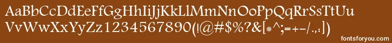 MoNawel-fontti – valkoiset fontit ruskealla taustalla