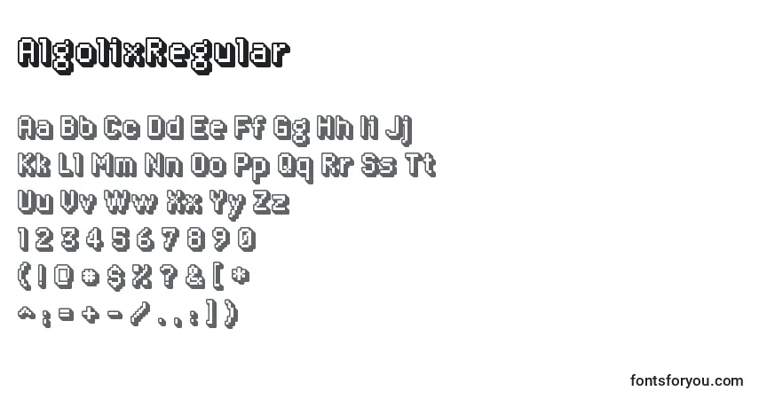 Czcionka AlgolixRegular – alfabet, cyfry, specjalne znaki