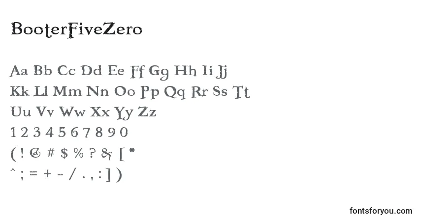 Schriftart BooterFiveZero – Alphabet, Zahlen, spezielle Symbole