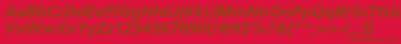 FrutigerCe66BoldItalic Font – Brown Fonts on Red Background