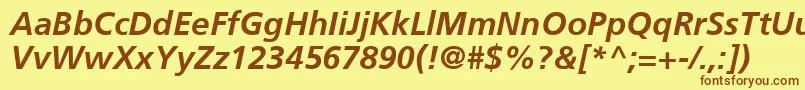 FrutigerCe66BoldItalic Font – Brown Fonts on Yellow Background