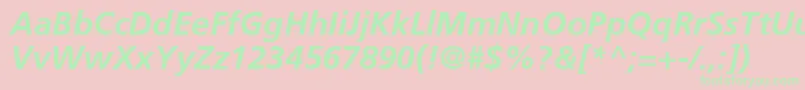 FrutigerCe66BoldItalic Font – Green Fonts on Pink Background