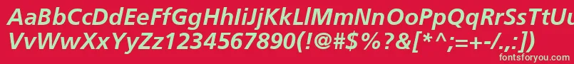 FrutigerCe66BoldItalic Font – Green Fonts on Red Background