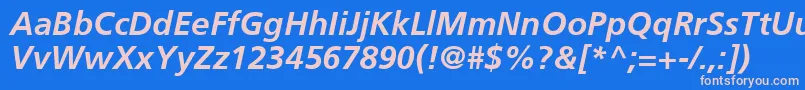 FrutigerCe66BoldItalic Font – Pink Fonts on Blue Background