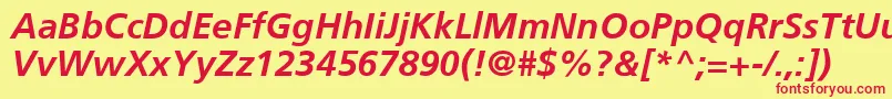 フォントFrutigerCe66BoldItalic – 赤い文字の黄色い背景