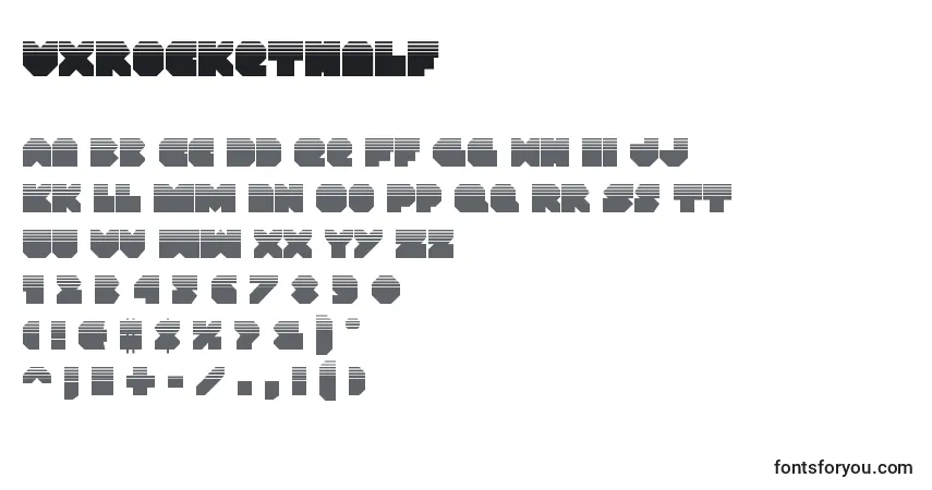 A fonte Vxrockethalf – alfabeto, números, caracteres especiais