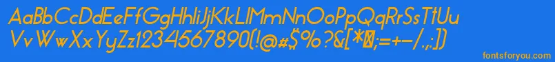 EssenceSansBoldItalic-Schriftart – Orangefarbene Schriften auf blauem Hintergrund