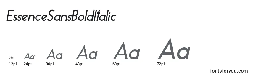 Размеры шрифта EssenceSansBoldItalic
