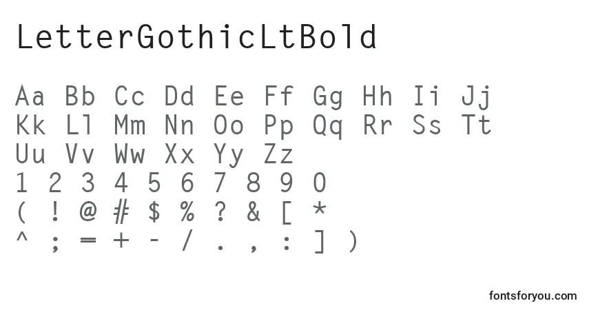 Шрифт LetterGothicLtBold – алфавит, цифры, специальные символы
