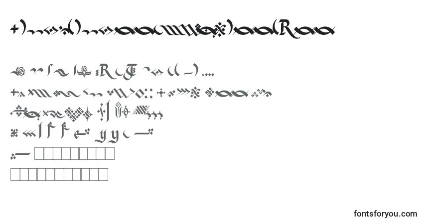 Schriftart KingthingsFlourishes – Alphabet, Zahlen, spezielle Symbole