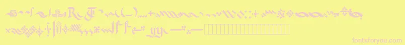 KingthingsFlourishes-Schriftart – Rosa Schriften auf gelbem Hintergrund