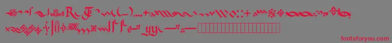 フォントKingthingsFlourishes – 赤い文字の灰色の背景