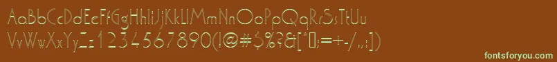 フォントWashingtondextligou1 – 緑色の文字が茶色の背景にあります。
