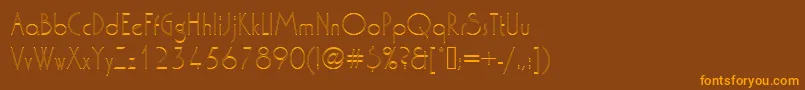 フォントWashingtondextligou1 – オレンジ色の文字が茶色の背景にあります。