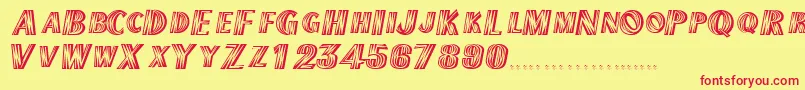 TexmexdisplayscapssskRegular-fontti – punaiset fontit keltaisella taustalla