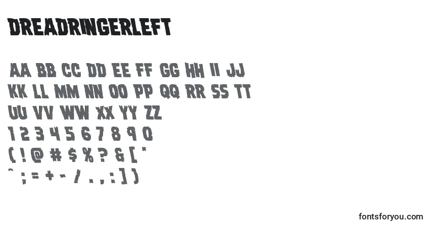 Schriftart Dreadringerleft – Alphabet, Zahlen, spezielle Symbole