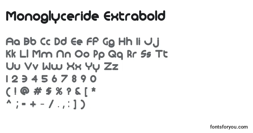 Schriftart Monoglyceride Extrabold – Alphabet, Zahlen, spezielle Symbole