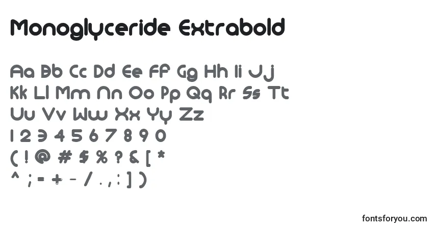 Czcionka Monoglyceride Extrabold – alfabet, cyfry, specjalne znaki