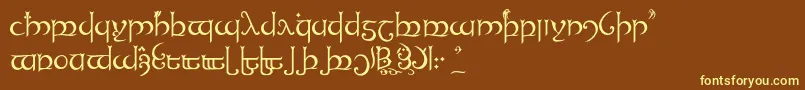 Tengwandanamarie-fontti – keltaiset fontit ruskealla taustalla
